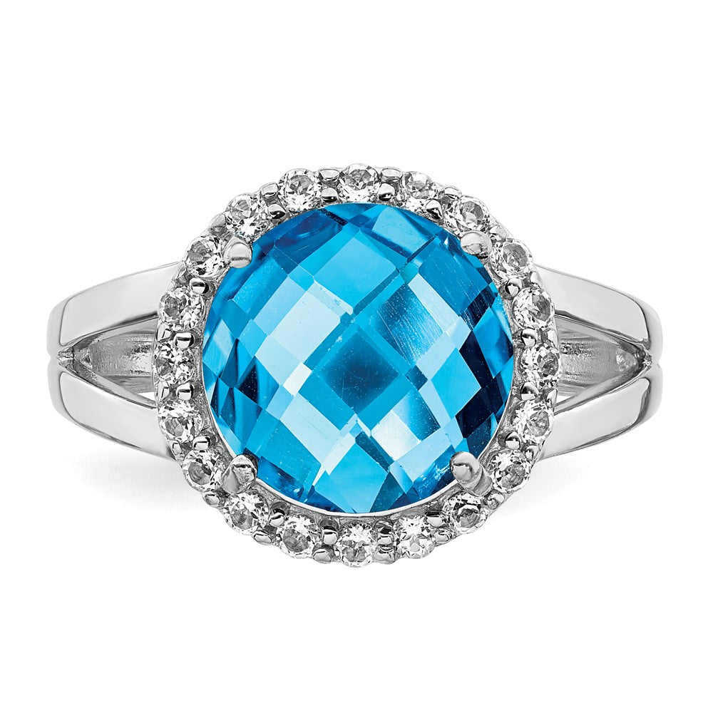 Sterling Silver Rhodium Blue & White Topaz Ring (Size 7 Only)