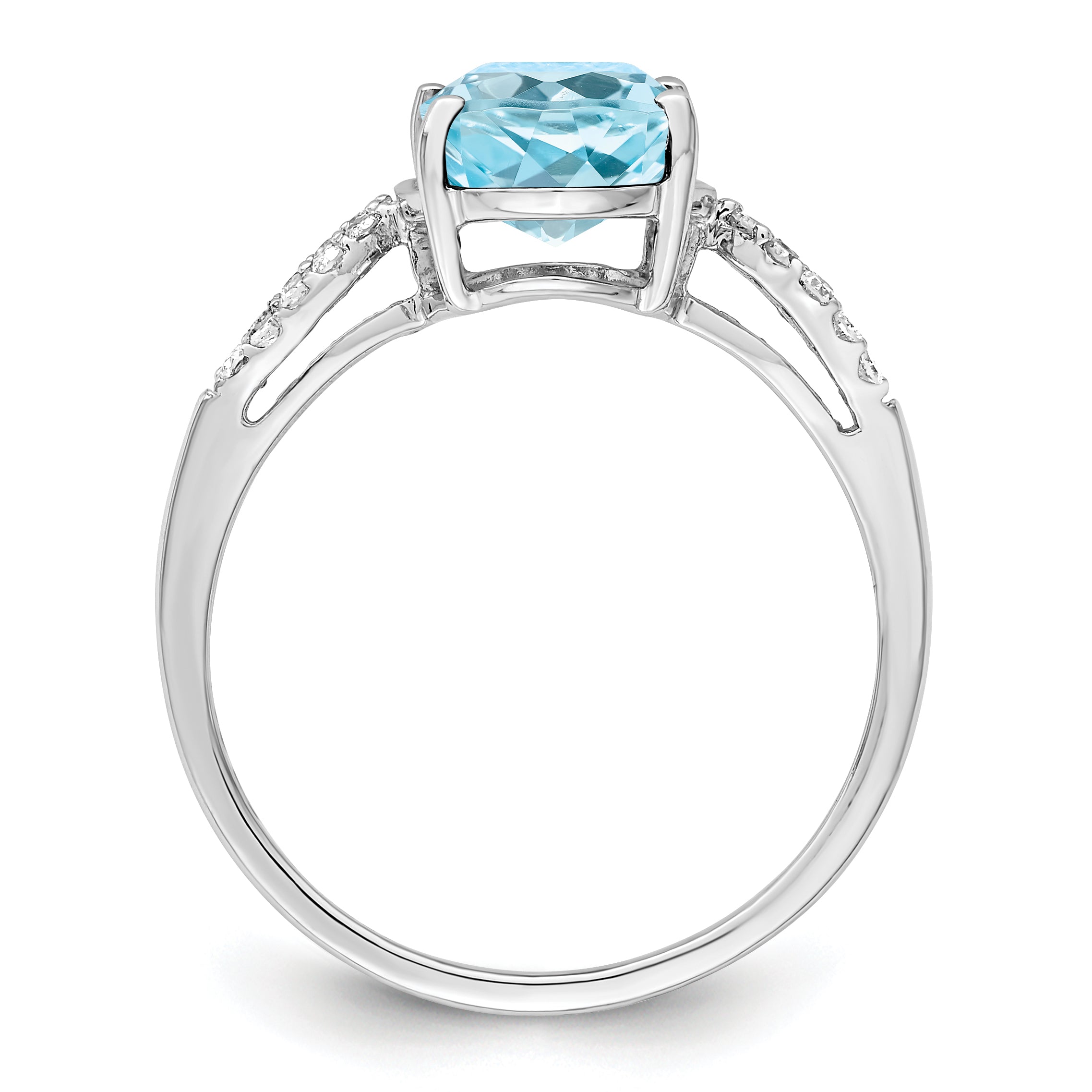 Sterling Silver Rhodium Sky Blue Topaz & Diamond Ring (Size 7 Only)