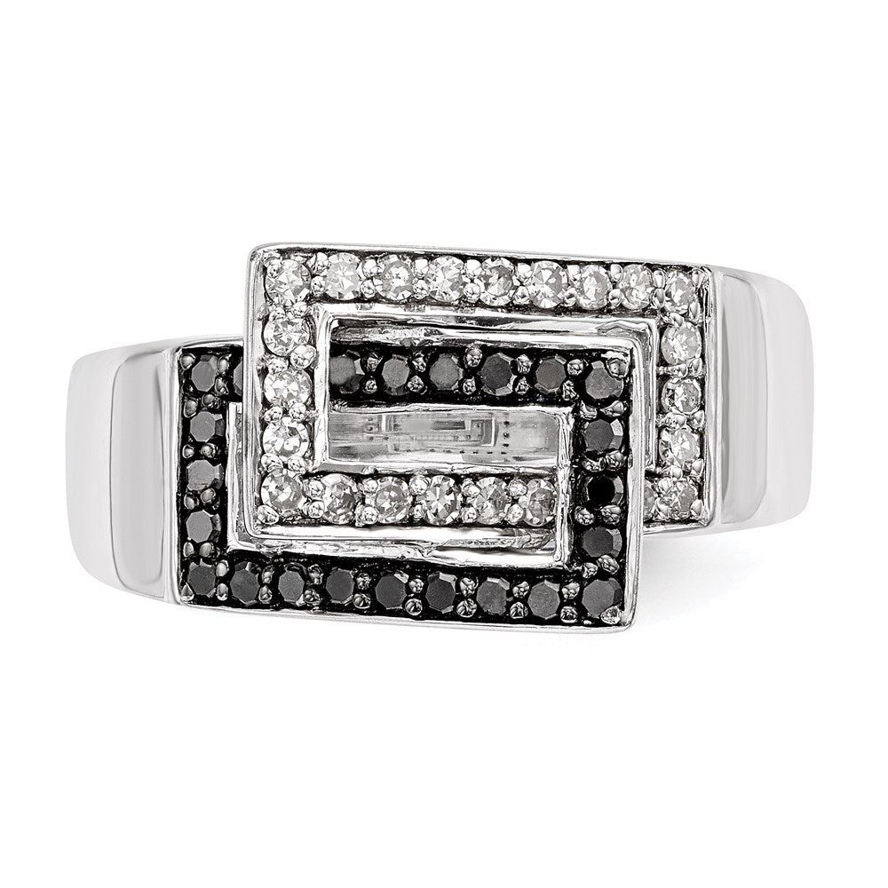 Sterling Silver Black & White Diamond Ring