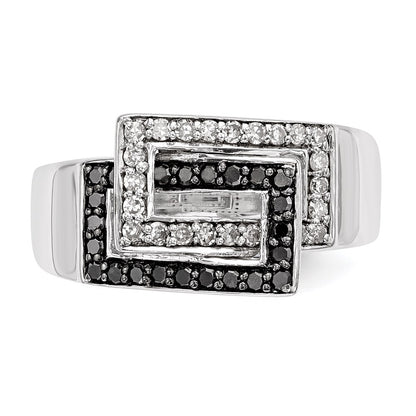 Sterling Silver Black & White Diamond Ring