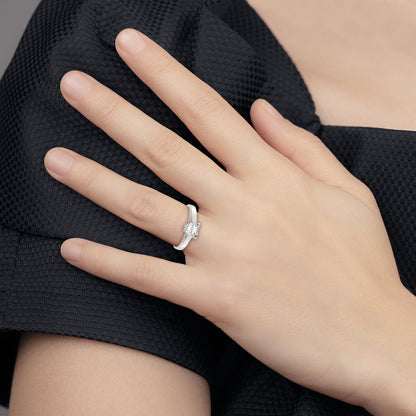 Sterling Silver Solitaire Heart Cz Ring