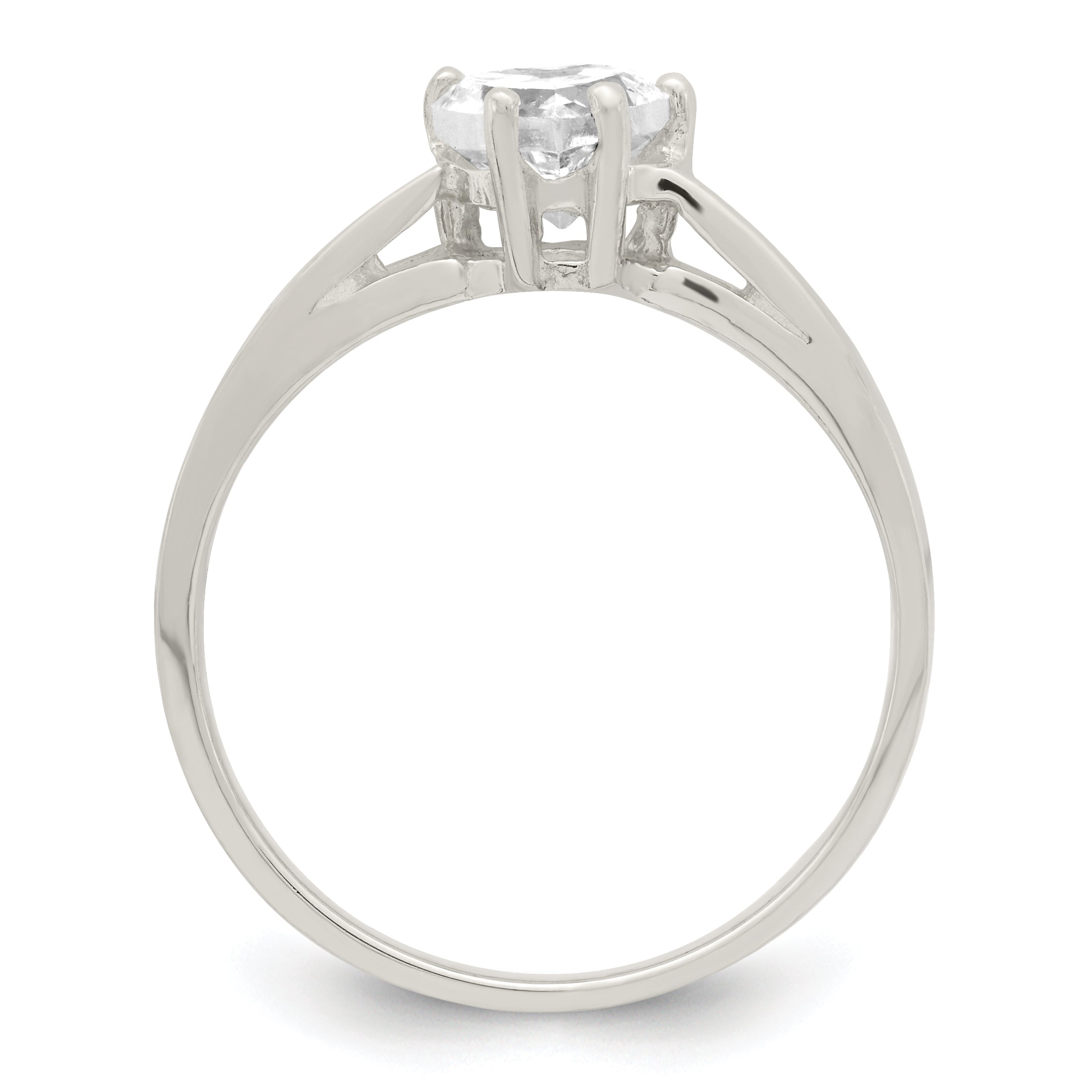 Sterling Silver Solitaire Heart Cz Ring