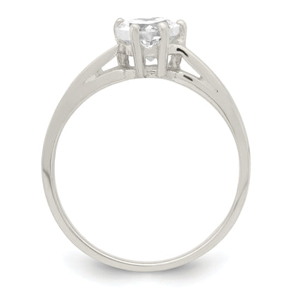 Sterling Silver Solitaire Heart Cz Ring