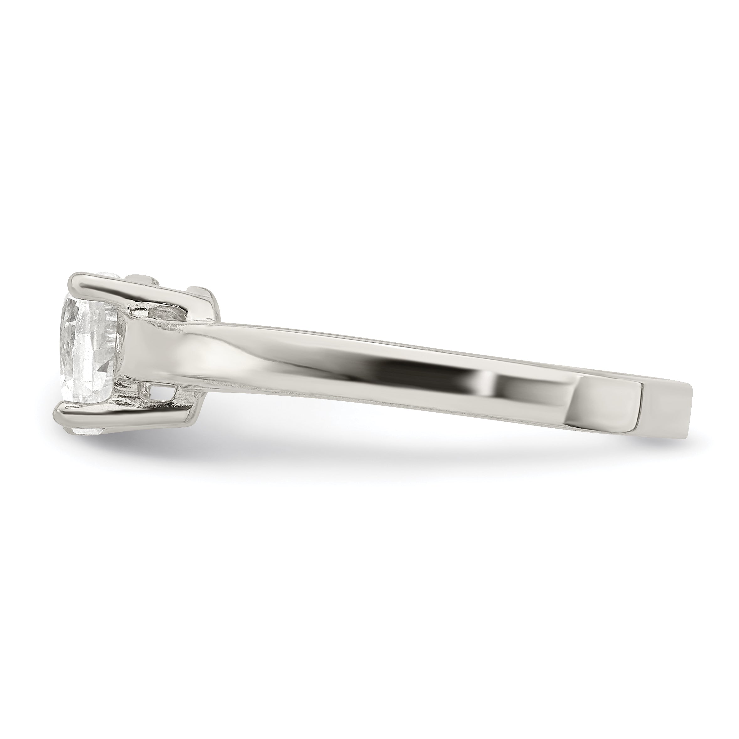 Sterling Silver Solitaire Heart Cz Ring