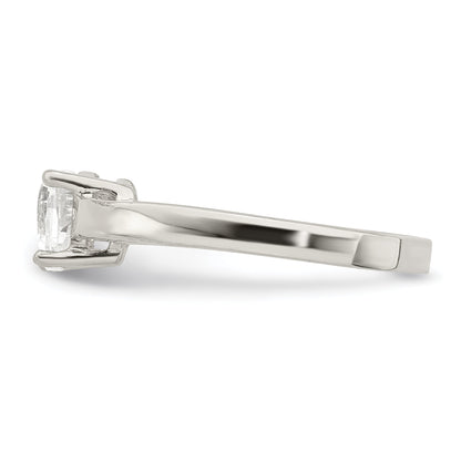 Sterling Silver Solitaire Heart Cz Ring