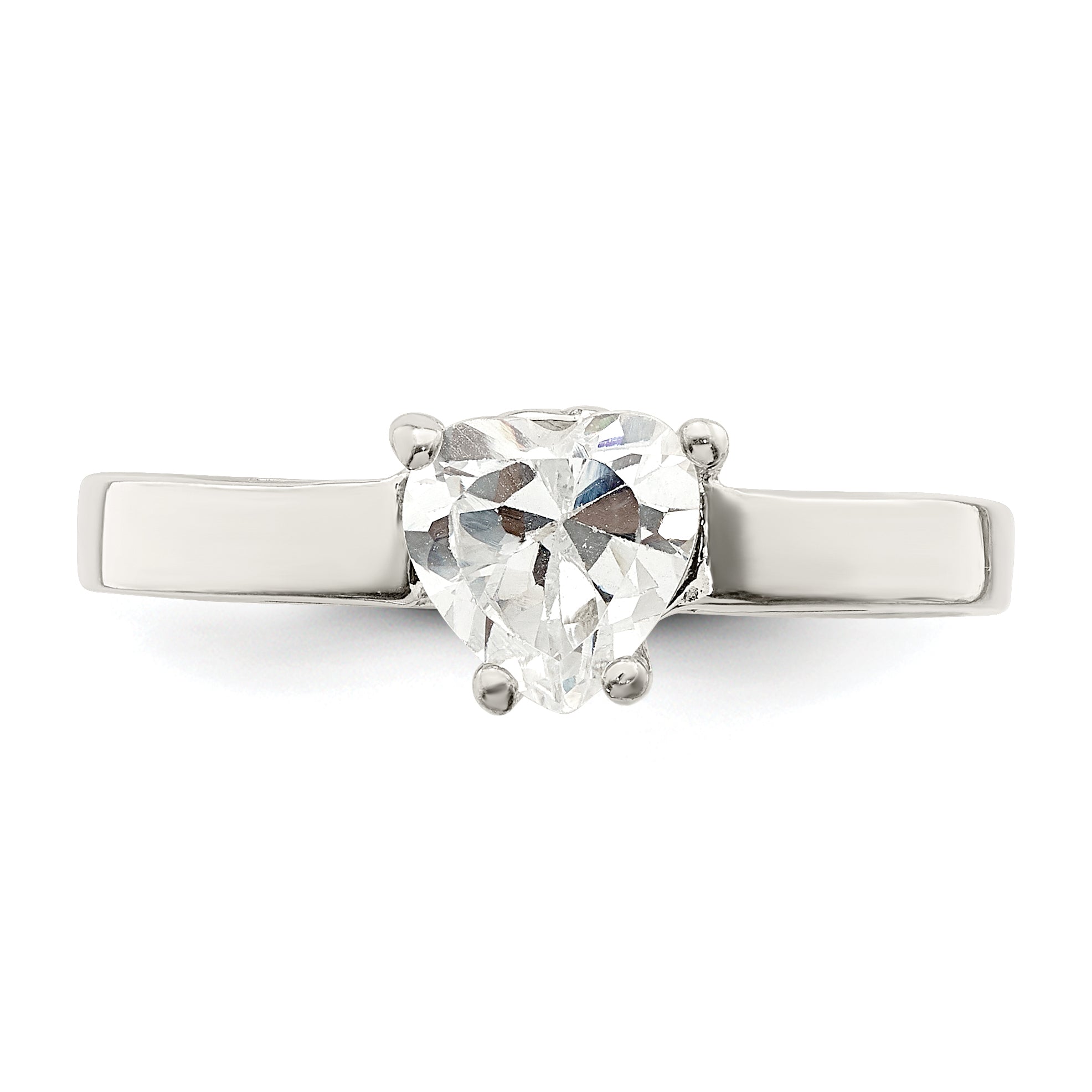 Sterling Silver Solitaire Heart Cz Ring