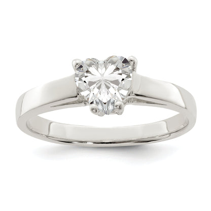 Sterling Silver Solitaire Heart Cz Ring