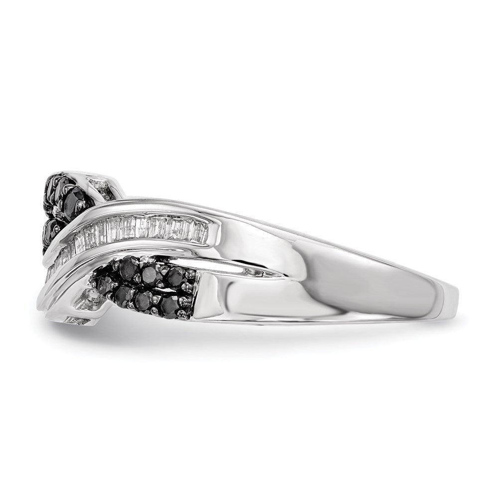 Sterling Silver Black And White Diamond Ring