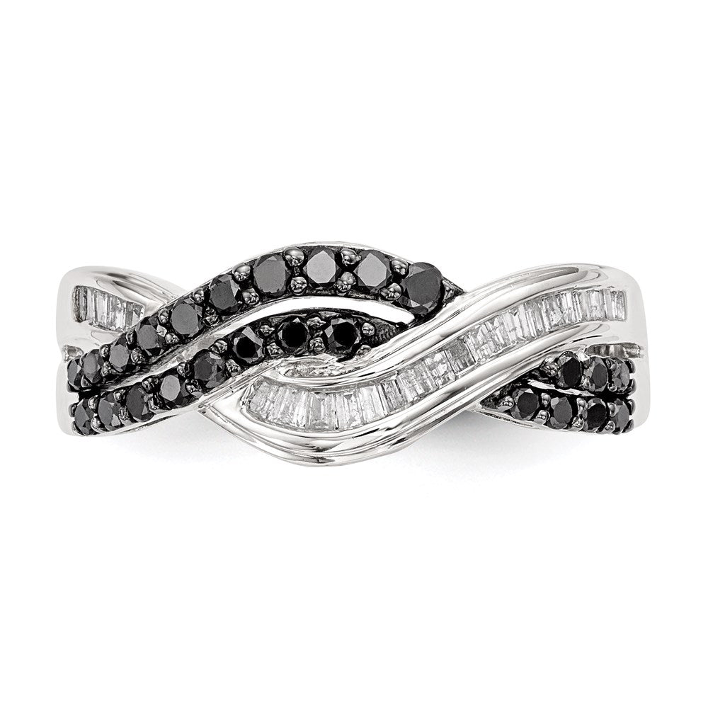 Sterling Silver Black And White Diamond Ring