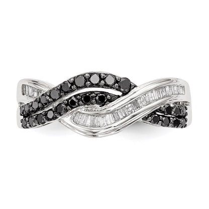 Sterling Silver Black And White Diamond Ring
