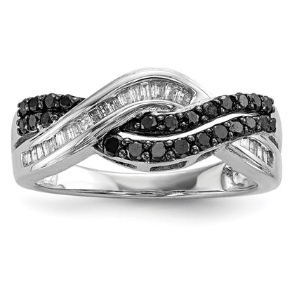 Sterling Silver Black And White Diamond Ring