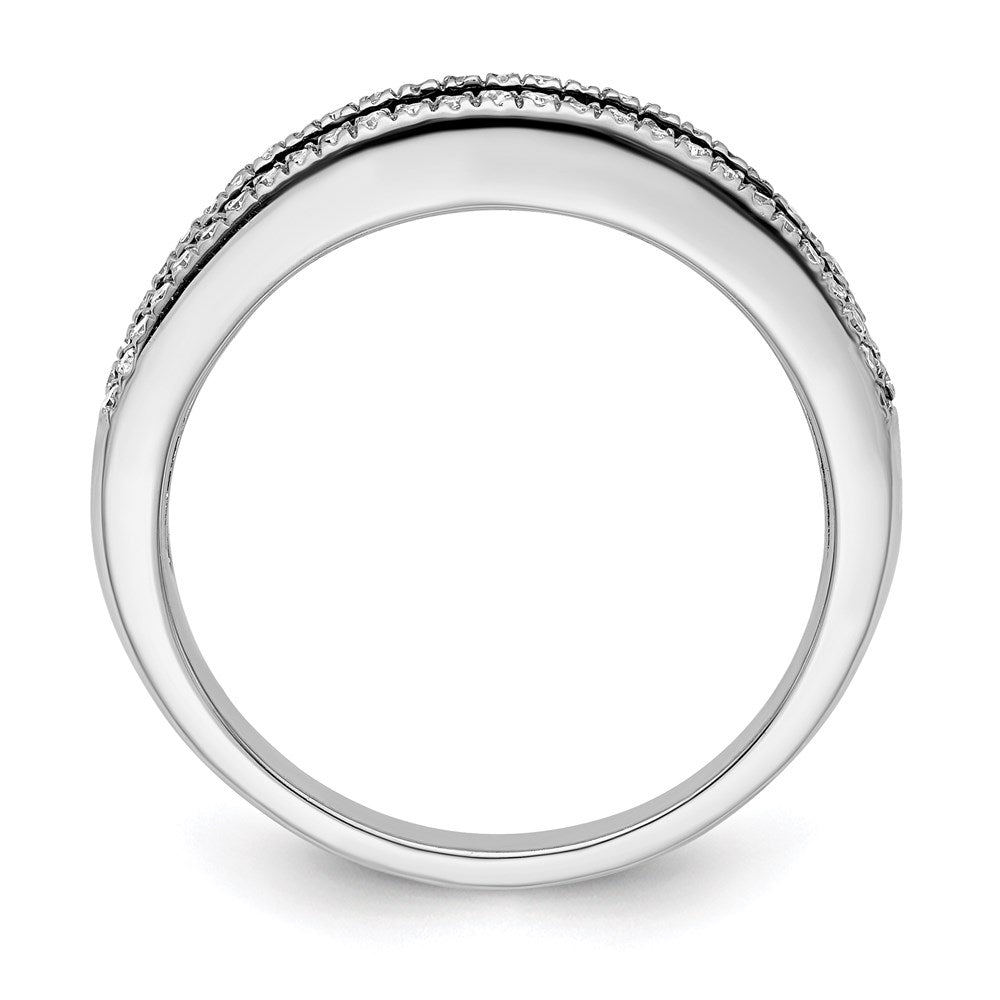 Sterling Silver White Night Rhodium Plated Black And Diamond Band