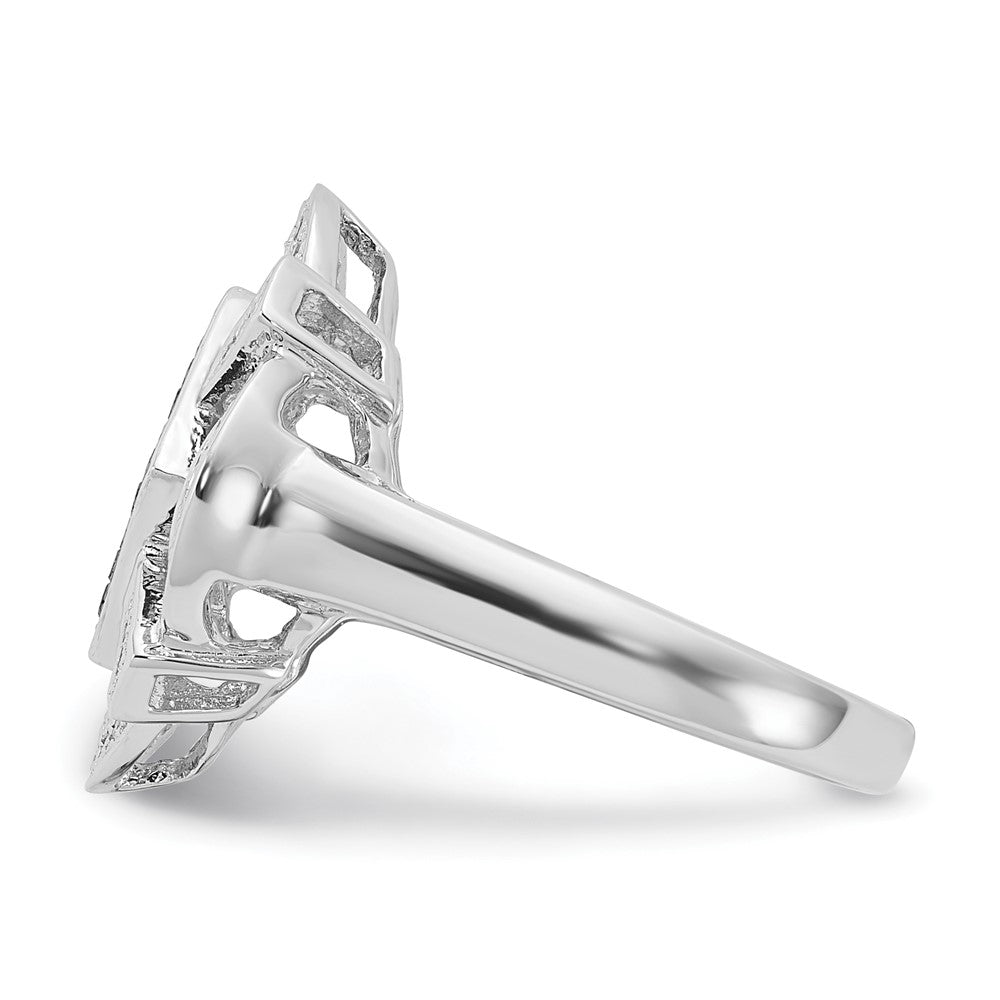 Sterling Silver Polished Black & White Diamond Ring (Size 6 Only)