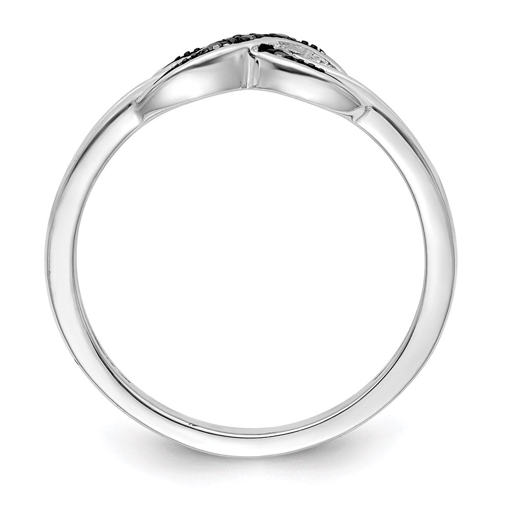 Sterling Silver White Night Rhodium Plated Black And Diamond Ring