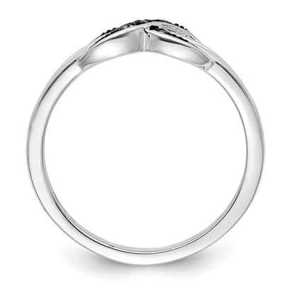 Sterling Silver White Night Rhodium Plated Black And Diamond Ring