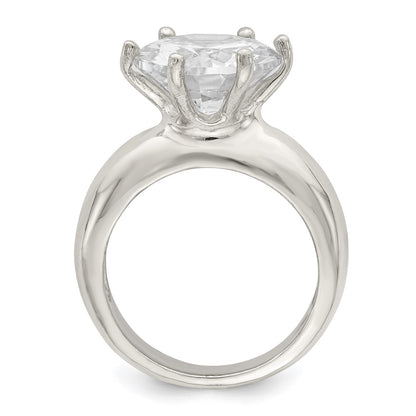 Sterling Silver Solitaire Round Cz Ring