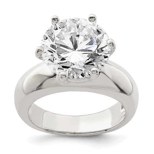 Sterling Silver Solitaire Round Cz Ring