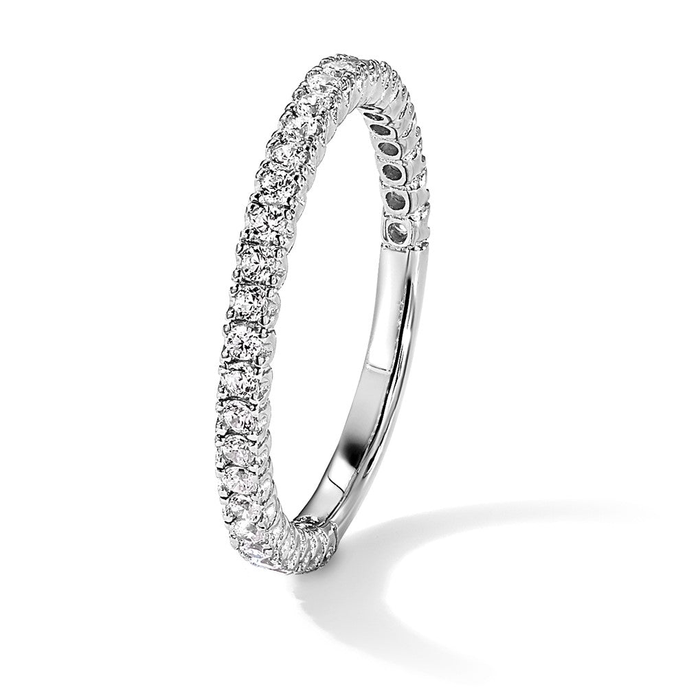 Sterling Silver Shimmer Rhodium Plated 28 Stone Cz Band