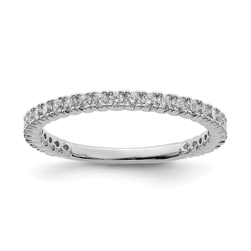 Sterling Silver Shimmer Rhodium Plated 28 Stone Cz Band