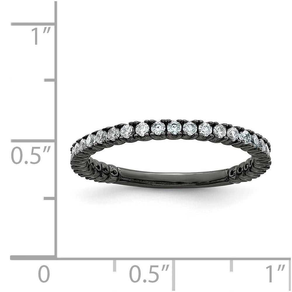 Sterling Silver Shimmer Black Rhodium Plated 28 Stone Cz Band