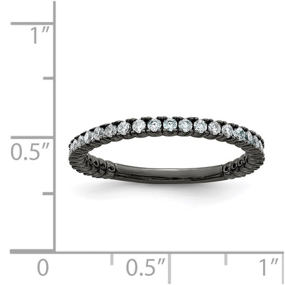 Sterling Silver Shimmer Black Rhodium Plated 28 Stone Cz Band