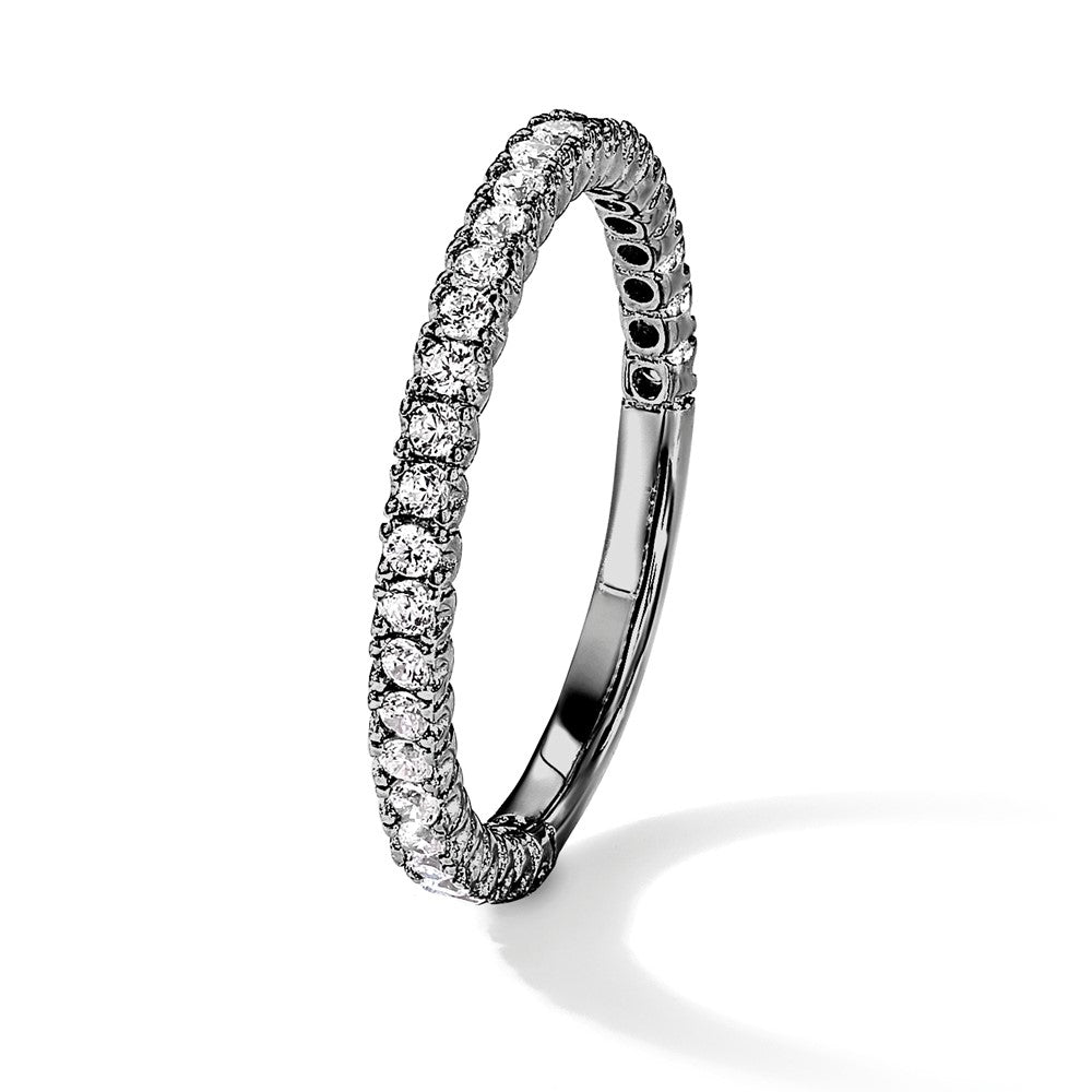 Sterling Silver Shimmer Black Rhodium Plated 28 Stone Cz Band