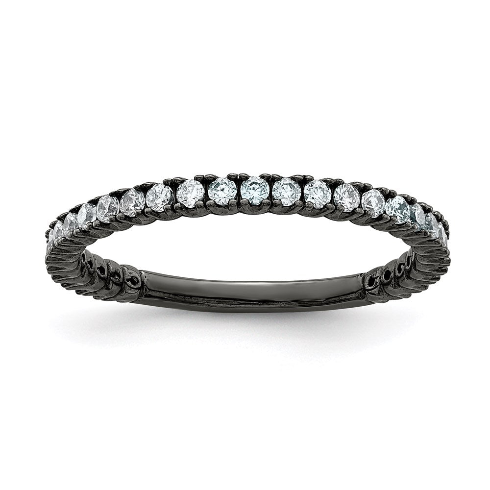 Sterling Silver Shimmer Black Rhodium Plated 28 Stone Cz Band
