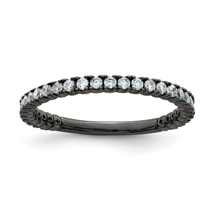 Sterling Silver Shimmer Black Rhodium Plated 28 Stone Cz Band