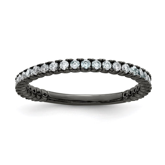Sterling Silver Shimmer Black Rhodium Plated 28 Stone Cz Band