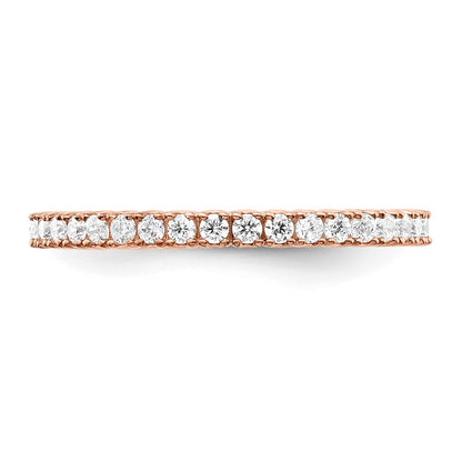 Sterling Silver Shimmer Rose Tone Flash Gold Plated 28 Stone Cz Band