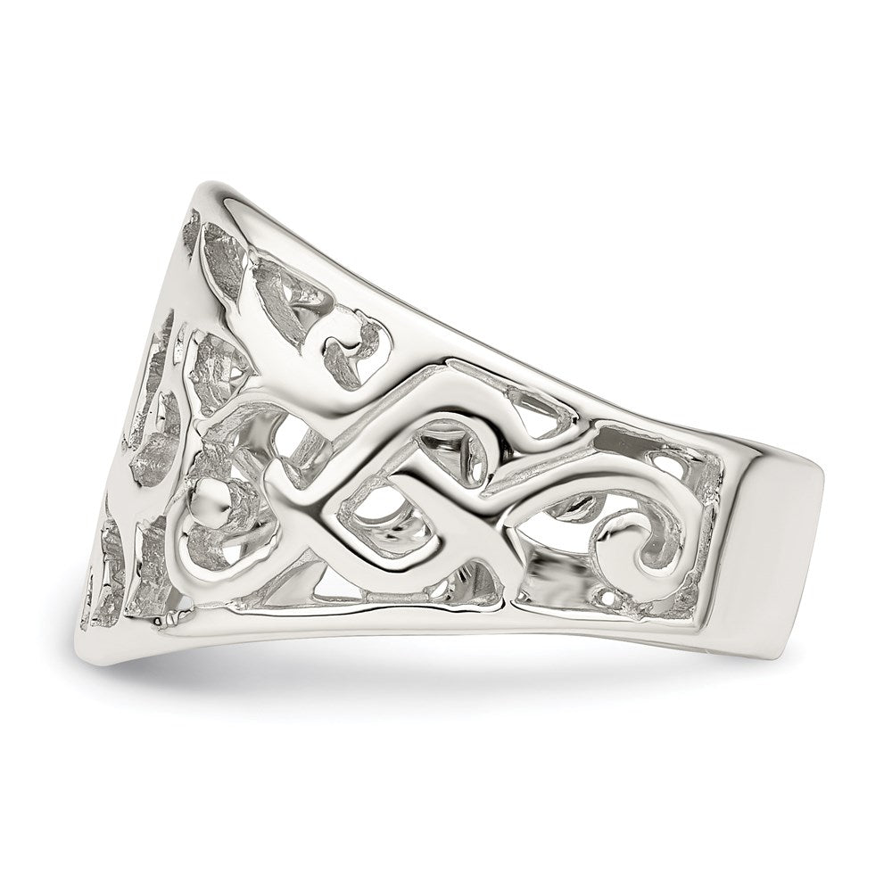 Sterling Silver Rhodium Plated Swirl Ring