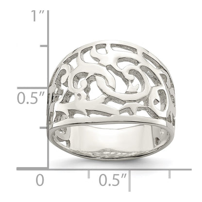Sterling Silver Rhodium Plated Swirl Ring