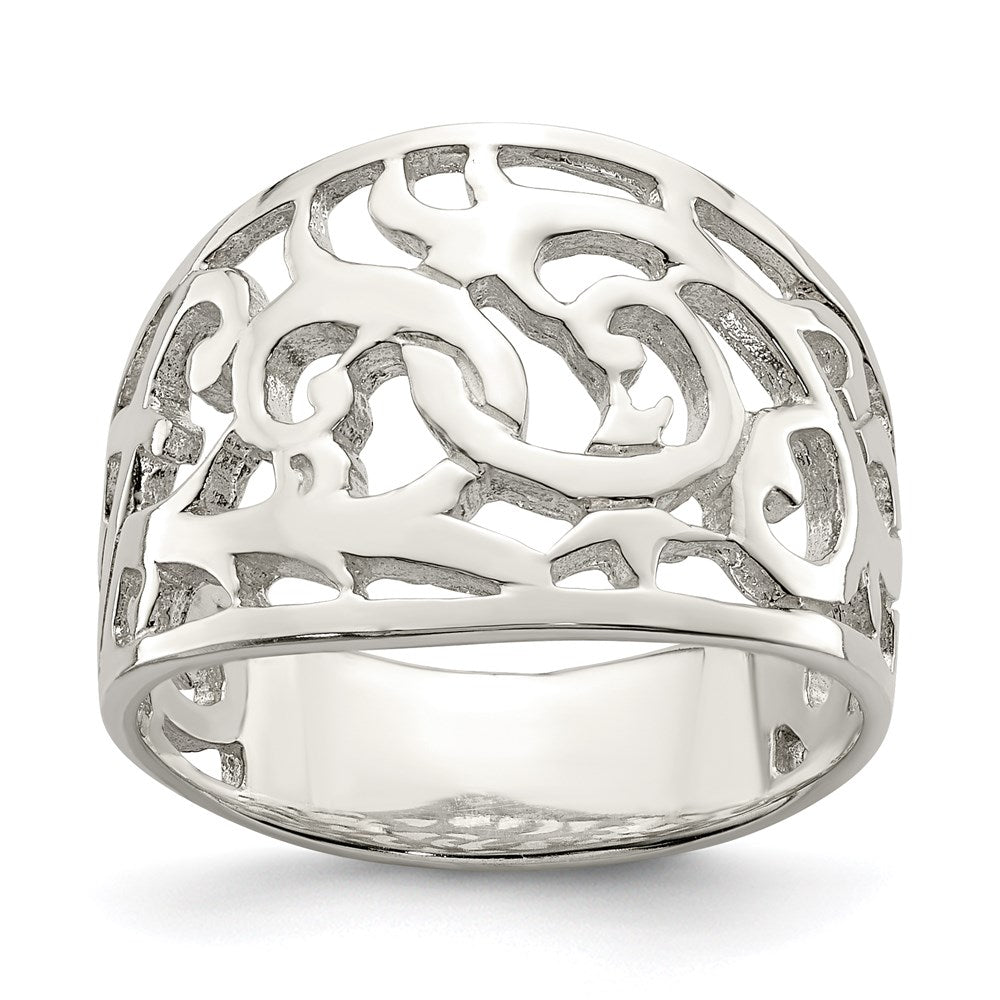Sterling Silver Rhodium Plated Swirl Ring