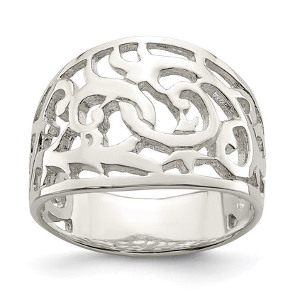 Sterling Silver Rhodium Plated Swirl Ring