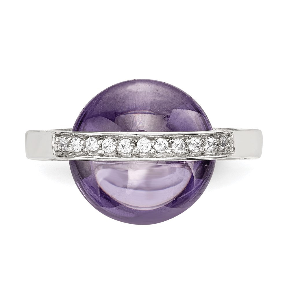 Sterling Silver Amethyst And Cz Ring