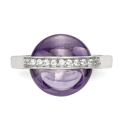 Sterling Silver Amethyst And Cz Ring