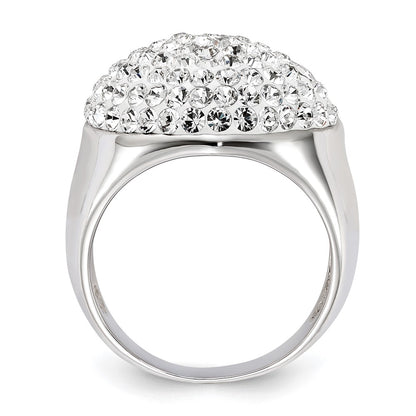 Sterling Silver Rhodium Plated Stellux Crystal Heart Ring