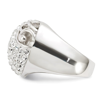 Sterling Silver Rhodium Plated Stellux Crystal Heart Ring