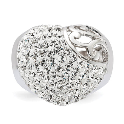 Sterling Silver Rhodium Plated Stellux Crystal Heart Ring