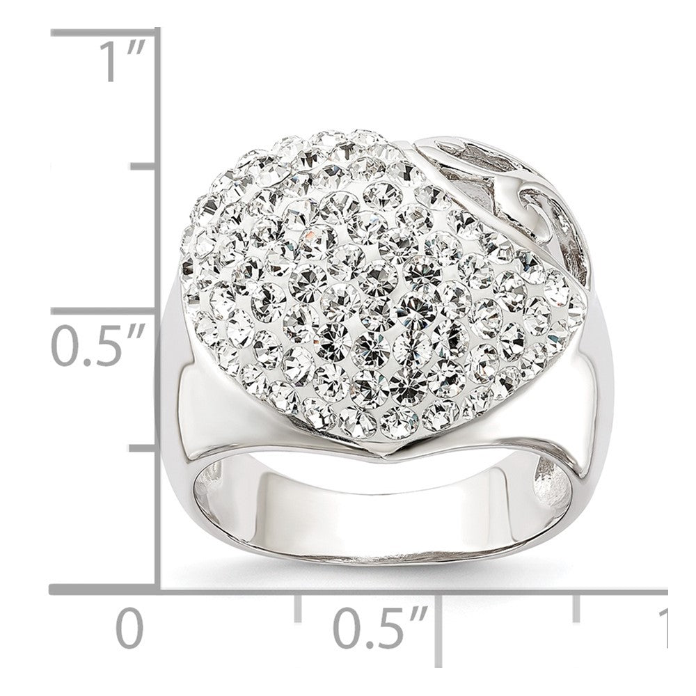 Sterling Silver Rhodium Plated Stellux Crystal Heart Ring