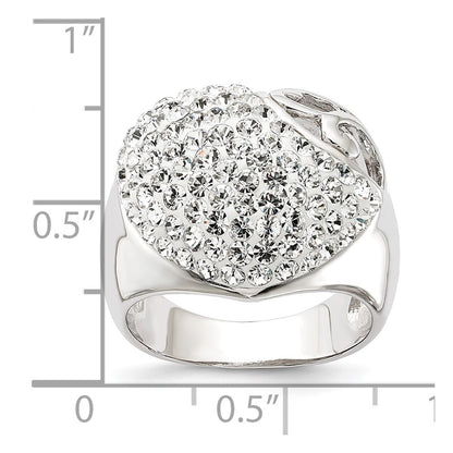 Sterling Silver Rhodium Plated Stellux Crystal Heart Ring