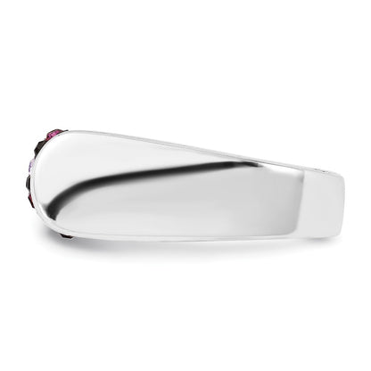 Sterling Silver Stellux Crystal Purple Animal Print Ring