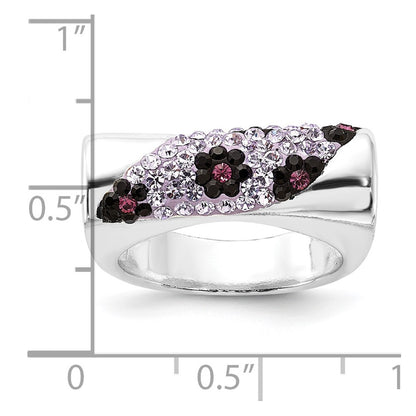 Sterling Silver Stellux Crystal Purple Animal Print Ring