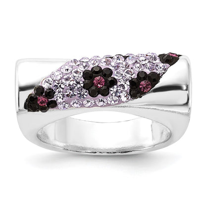 Sterling Silver Stellux Crystal Purple Animal Print Ring