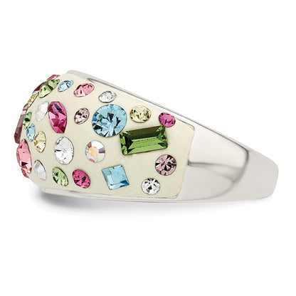 Sterling Silver Stellux Crystal Multi Color White Ring