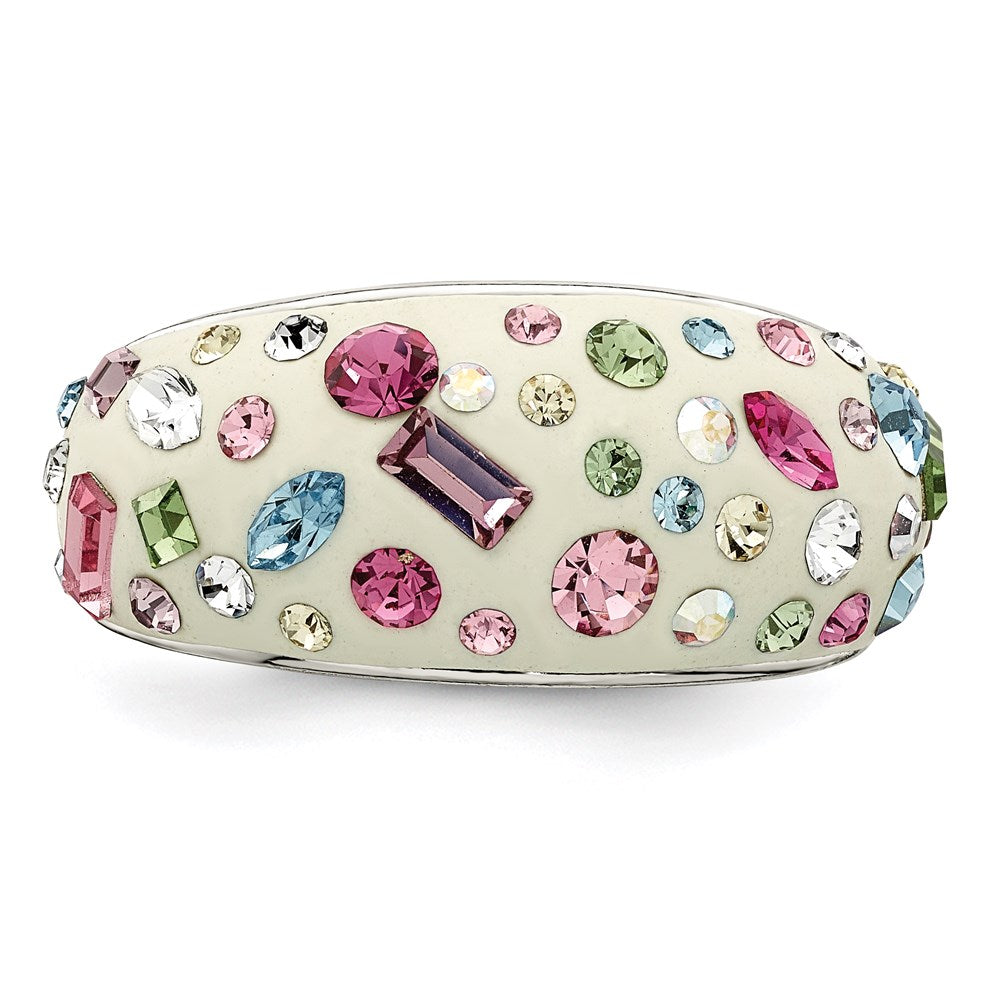 Sterling Silver Stellux Crystal Multi Color White Ring