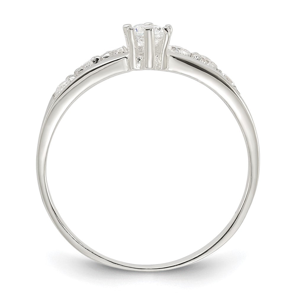 Sterling Silver Row And Solitaire Cz Ring