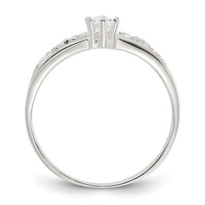 Sterling Silver Row And Solitaire Cz Ring
