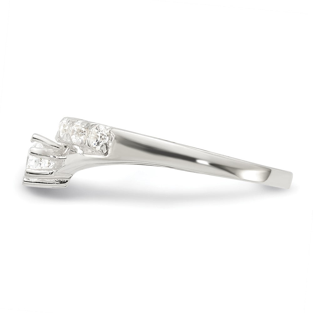Sterling Silver Row And Solitaire Cz Ring