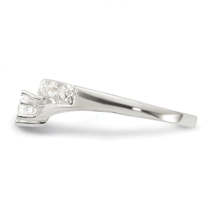 Sterling Silver Row And Solitaire Cz Ring
